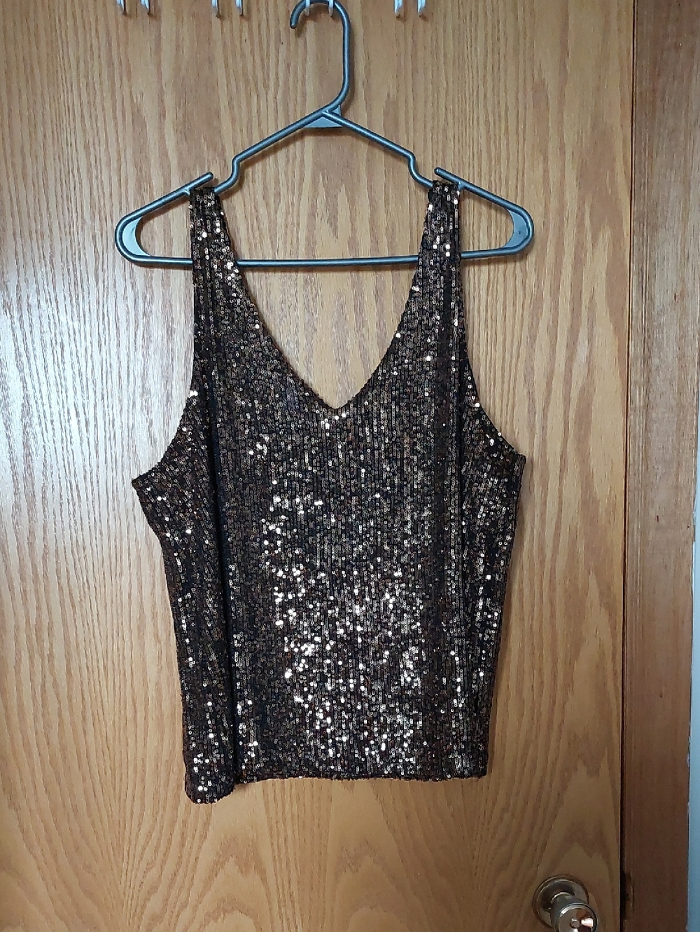 Reitmans Bronze Sequin V-Neck Tank